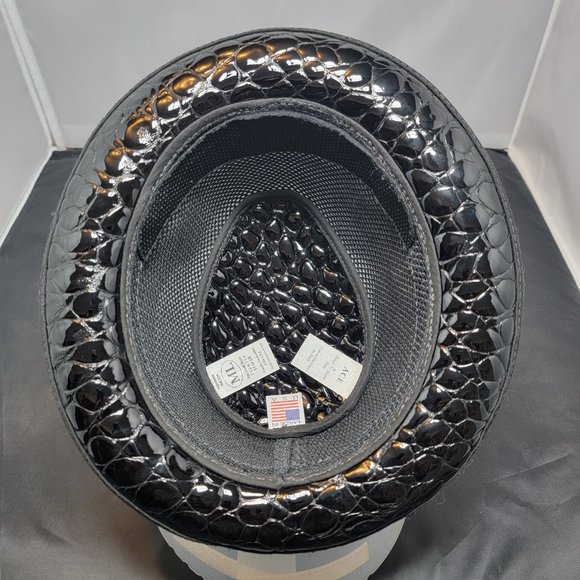 Ashbury Ace Fedora Black Mesh w/ Green Suede - American Hat Makers MED/LG - RARE - Picture 7 of 9